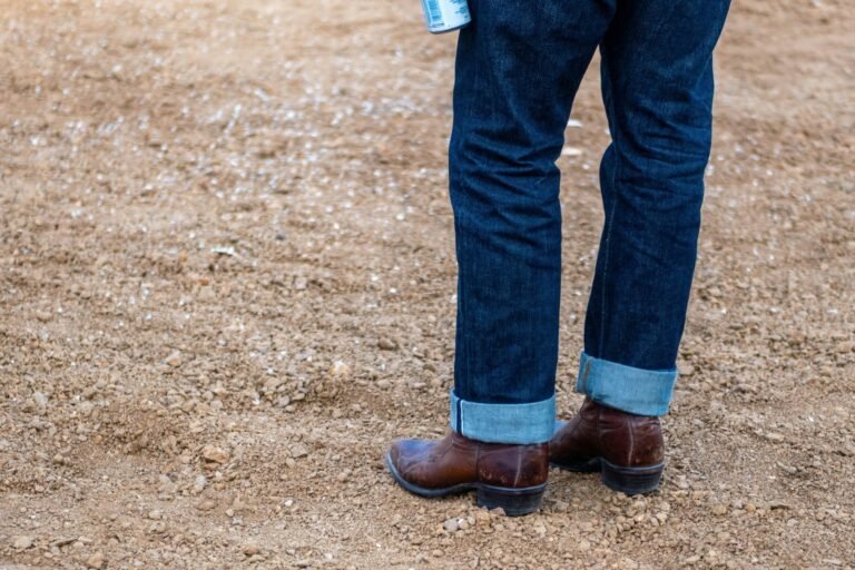 Jeans worn with brown leather boots